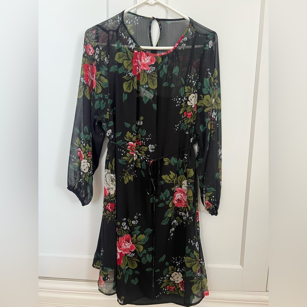 Ann Taylor Loft Floral Black Dress NWT